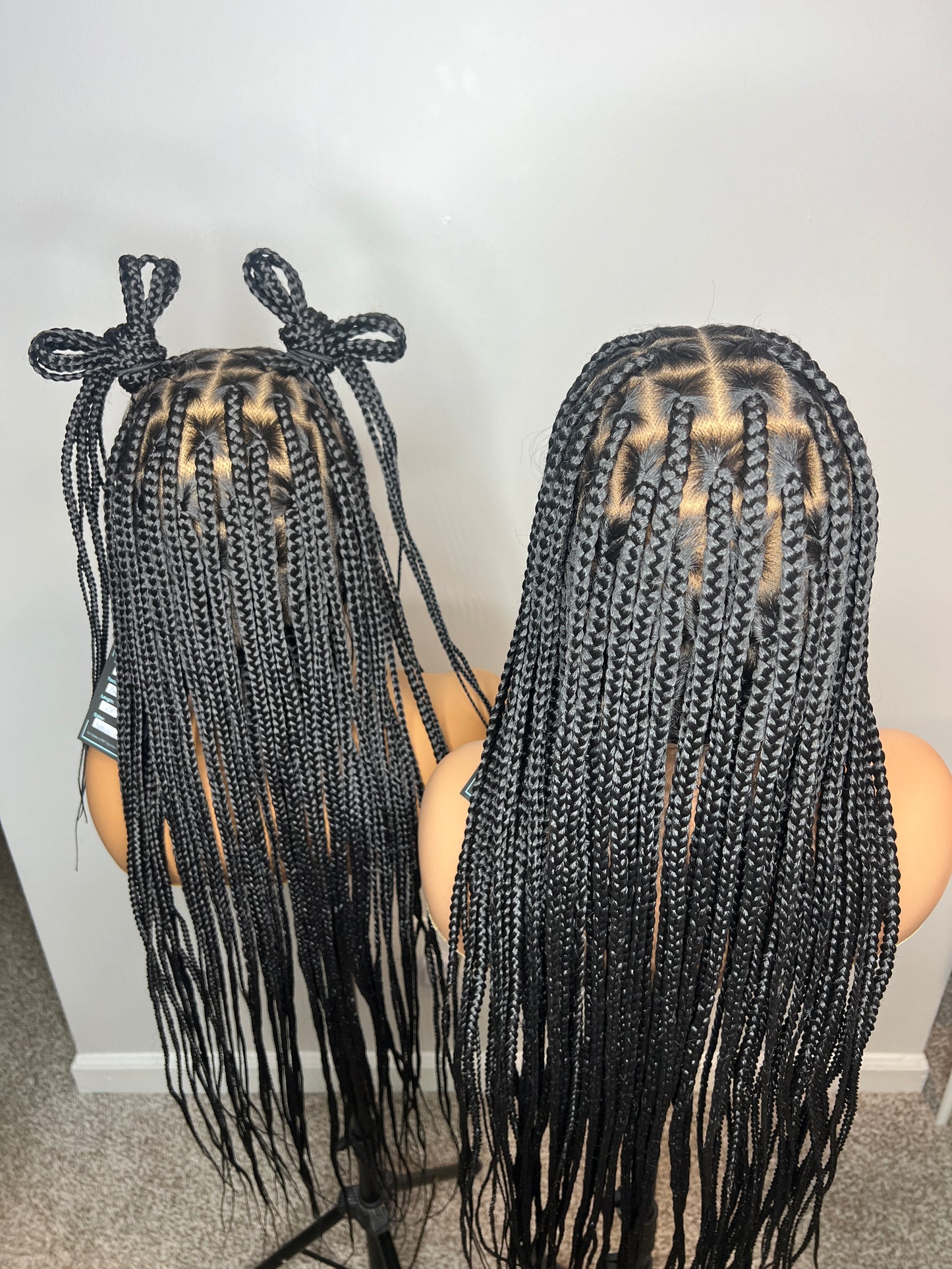 Toni – 36” Full Lace Knotless Braided Wig with Baby Hairs (1B) | Lightweight Premium Synthetic Glueless Wig