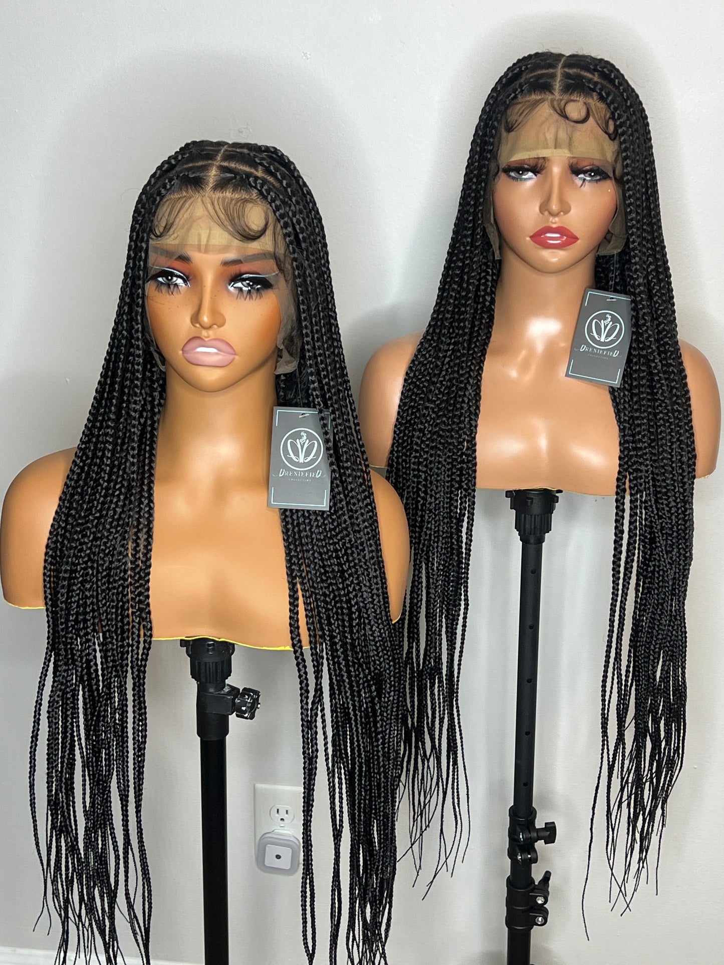 Toni – 36” Full Lace Knotless Braided Wig with Baby Hairs (1B) | Lightweight Premium Synthetic Glueless Wig